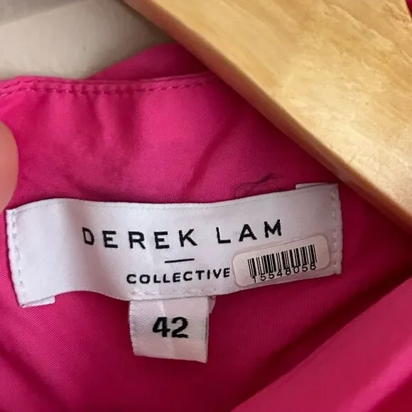 Derek Lam 10 Crosby Finn Ruffle Wrap Tiered Mini Shift Dress in Magenta Size 8 - Picture 7 of 11